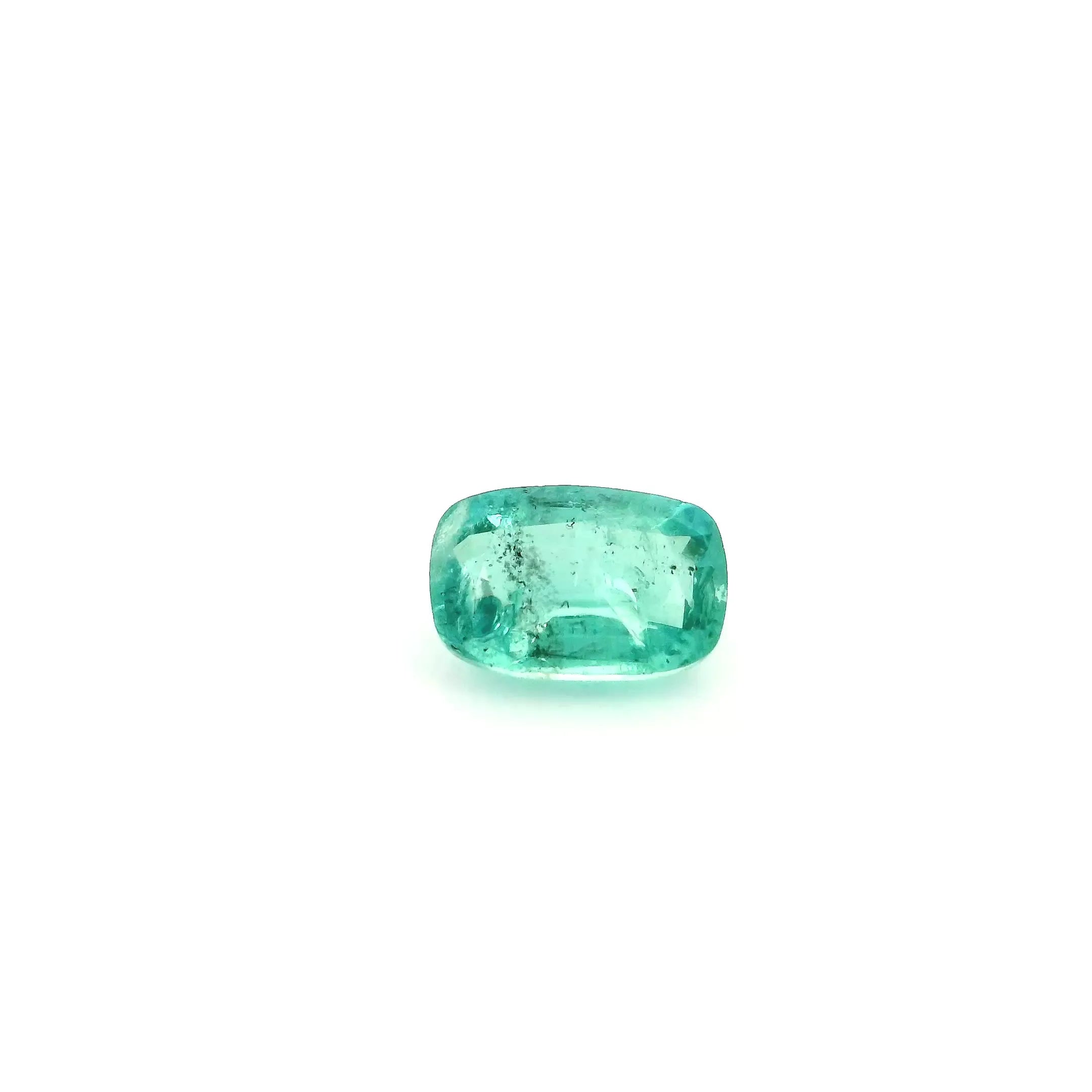 1.13ct Cushion Natural Emerald (Colour Green, Clarity Moderately Included, Cut Faceted)