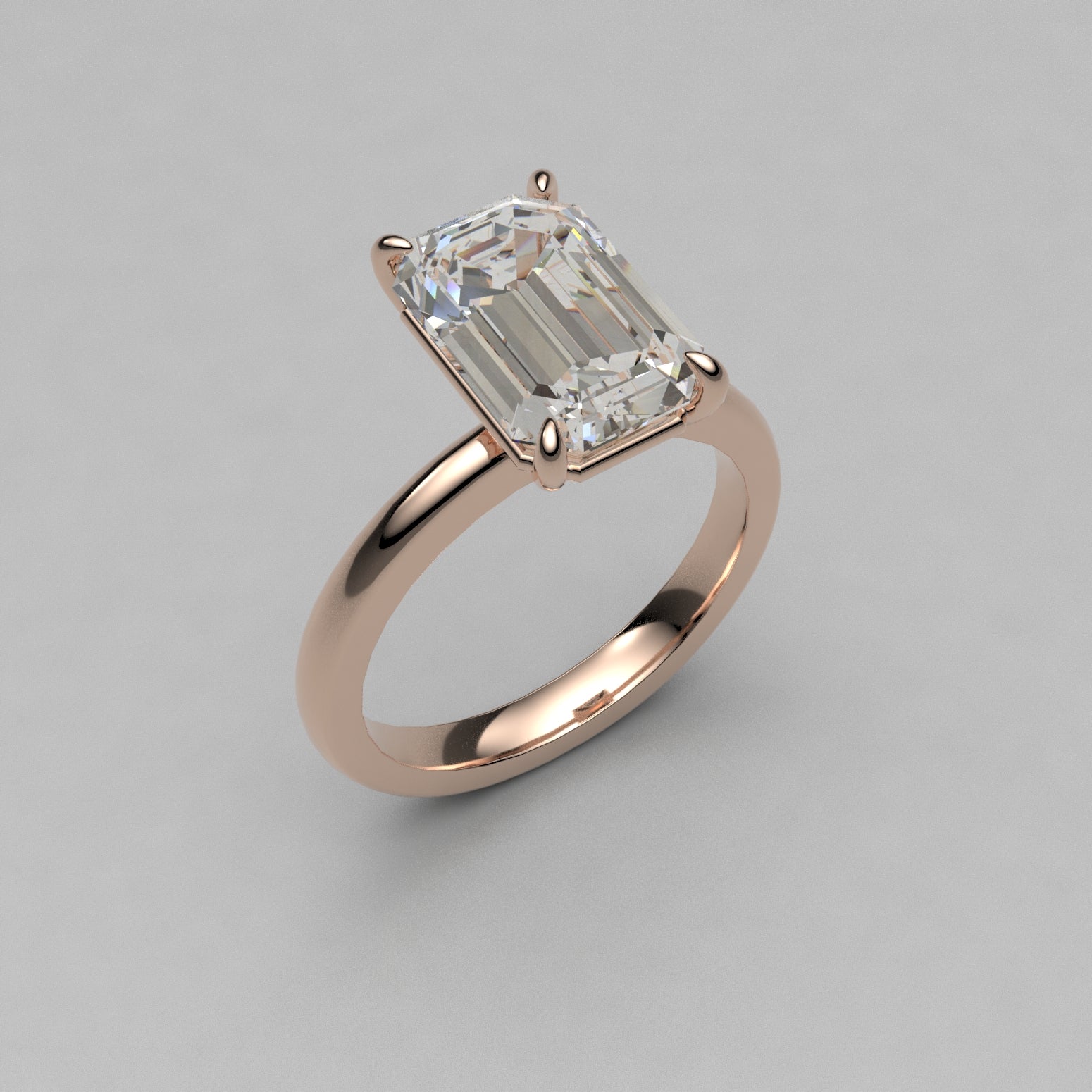 Emerald cut ring solitaire